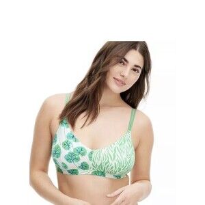 Diane Von Furstenberg Sz XS Geranium Leaf & Sea Twig Dual Green Bra Bralette NEW